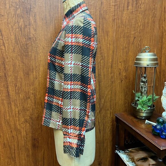 Vintage 1970s Addenda Wide Collar Plaid Check Print Button Up Dress Shirt - Picture 4 of 9